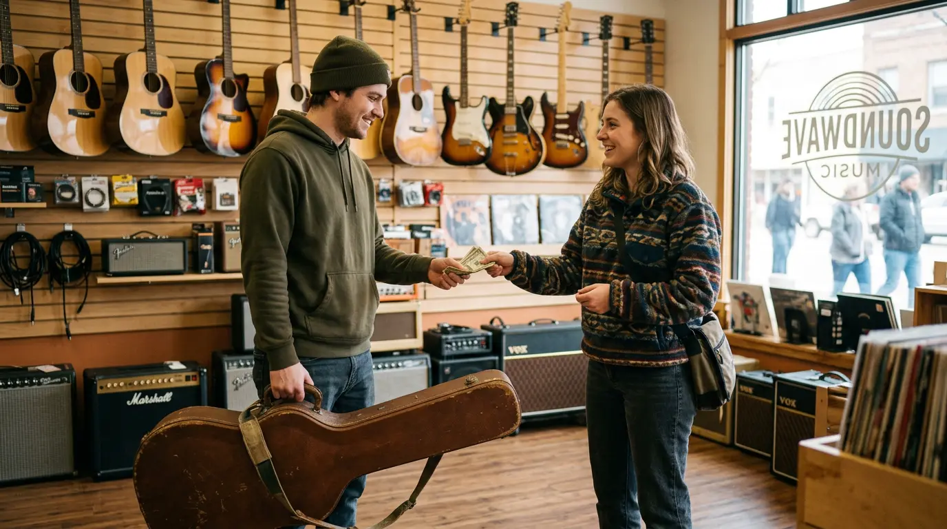 Two people meeting locally to trade electronics